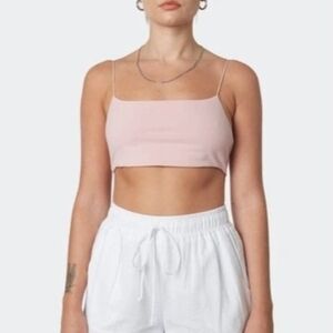 NWT Nia Bra Pink Barely There Bralette Stretch Spaghetti Straps Bandeau L